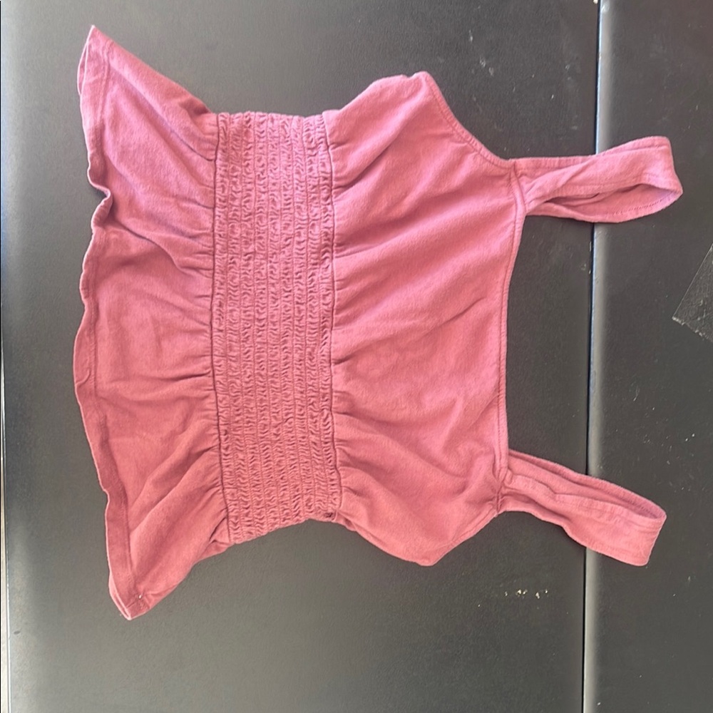 Express Orange Smocked Ruffled Tank Top